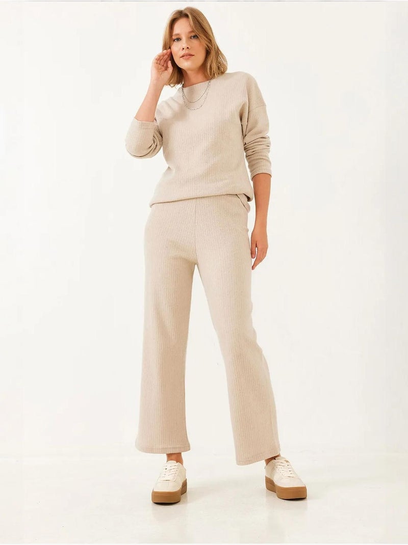 Ensemble basique deux pièces à col ras du cou bianco lucci Beige argile - Kiabi
