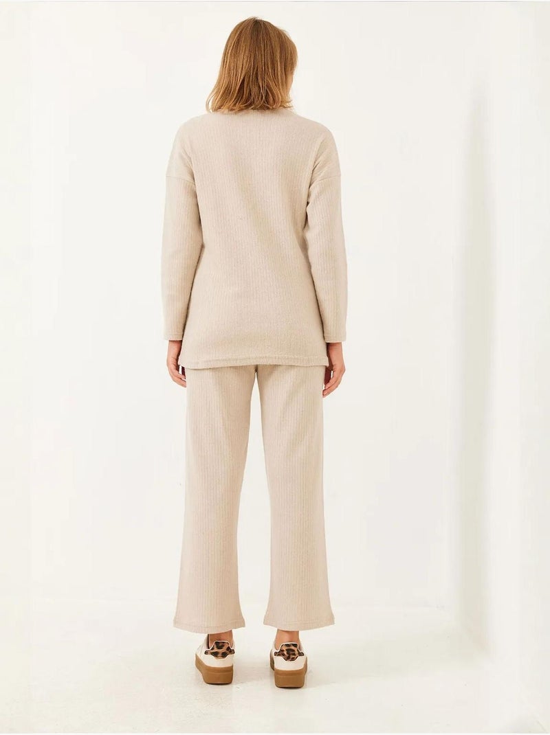 Ensemble basique deux pièces à col ras du cou bianco lucci Beige argile - Kiabi
