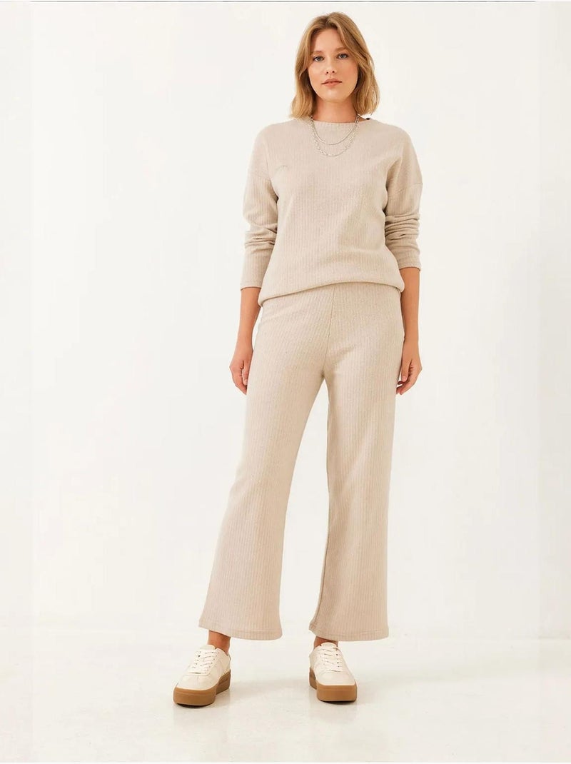 Ensemble basique deux pièces à col ras du cou bianco lucci Beige argile - Kiabi