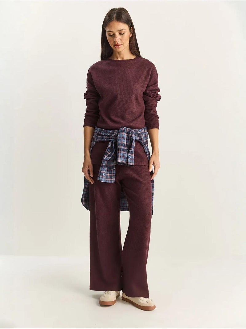 Ensemble basique deux pièces à col ras du cou bianco lucci Violet aubergine - Kiabi