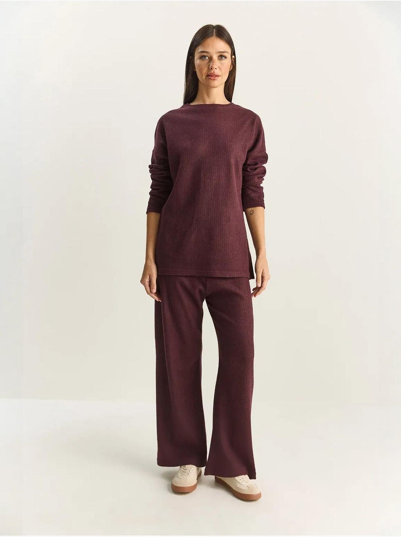 Ensemble basique deux pièces à col ras du cou bianco lucci Violet aubergine - Kiabi