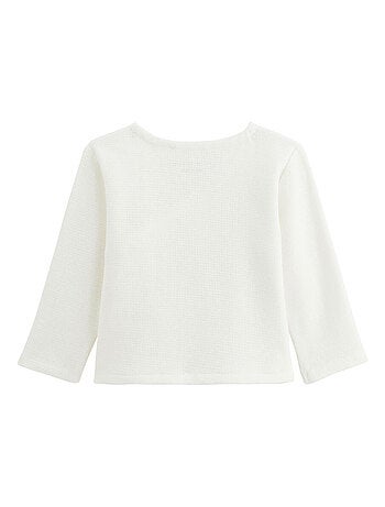 Ensemble b?b? gilet et pantalon en coton nid d'abeille Miss Plume