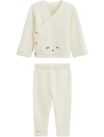 Ensemble b?b? gilet et pantalon en tricot Colette