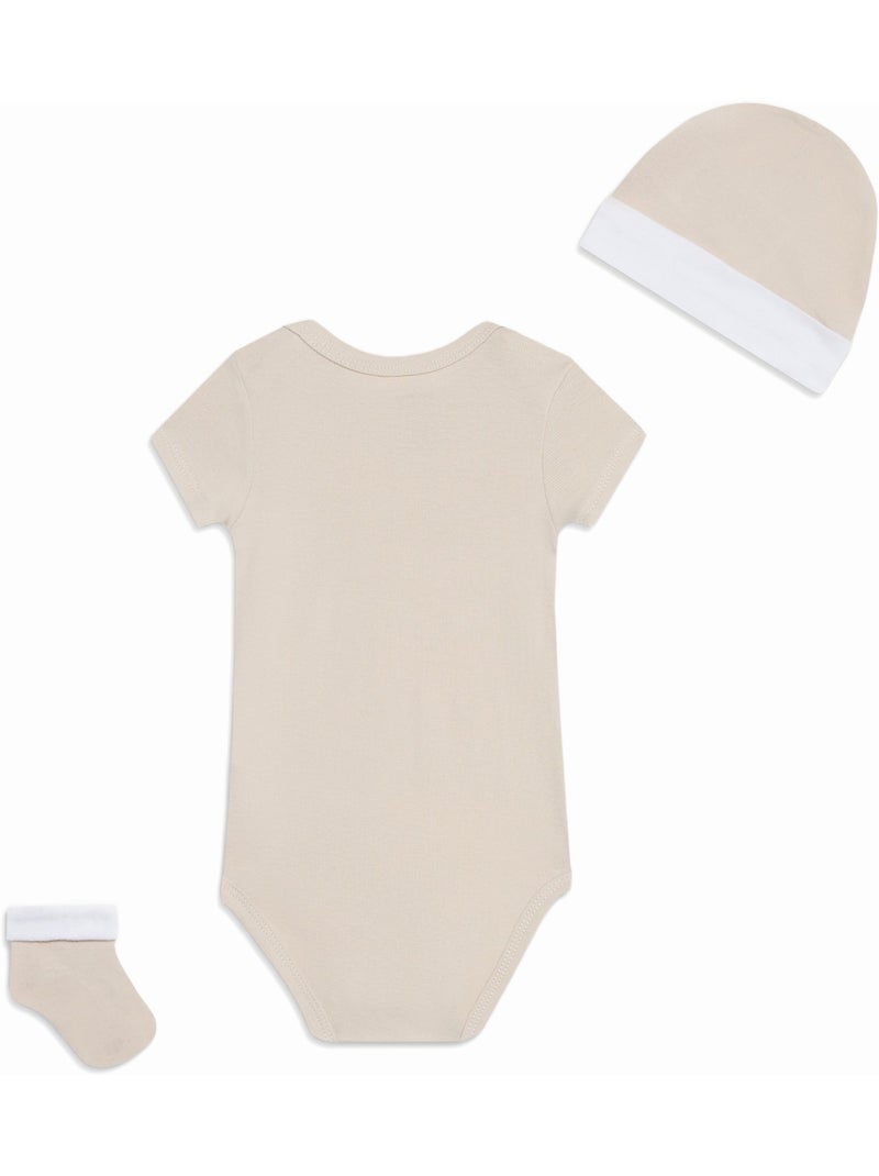 Ensemble Bébé 3 pièces body bonnet et chaussettes - Levi's Kids Beige/Blanc - Kiabi