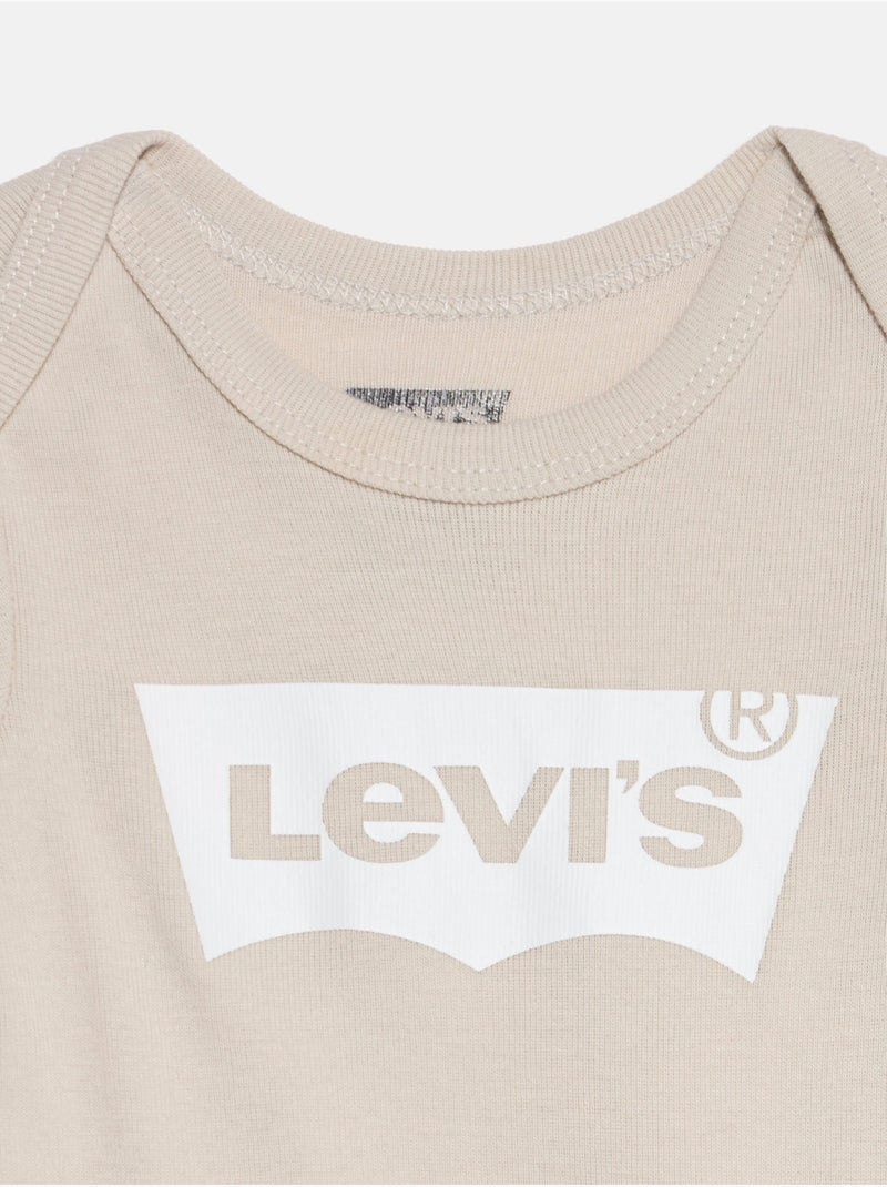 Ensemble Bébé 3 pièces body bonnet et chaussettes - Levi's Kids Beige/Blanc - Kiabi