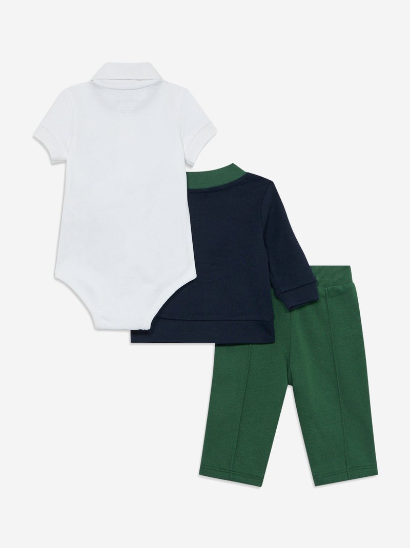 Ensemble Bébé 3 pièces gilet polo et bas - Lacoste Blanc - Kiabi