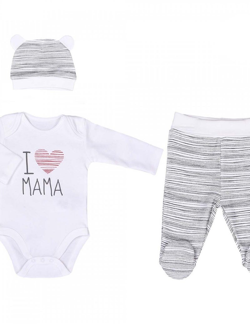 Ensemble Bébé 3 Pièces, I Love Mama Multicolore - Kiabi