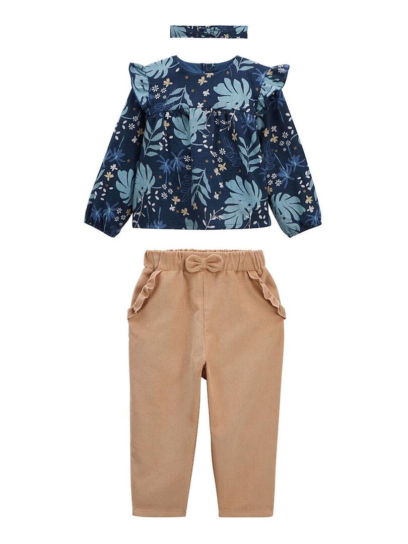 Ensemble bebe blouse et pantalon avec bandeau Holly Night Bleu Kiabi nu