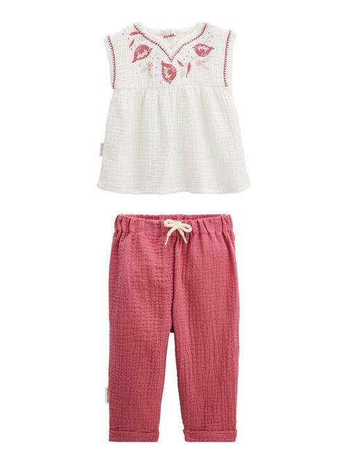 Ensemble bébé blouse et pantalon en gaze de coton Alba - Kiabi