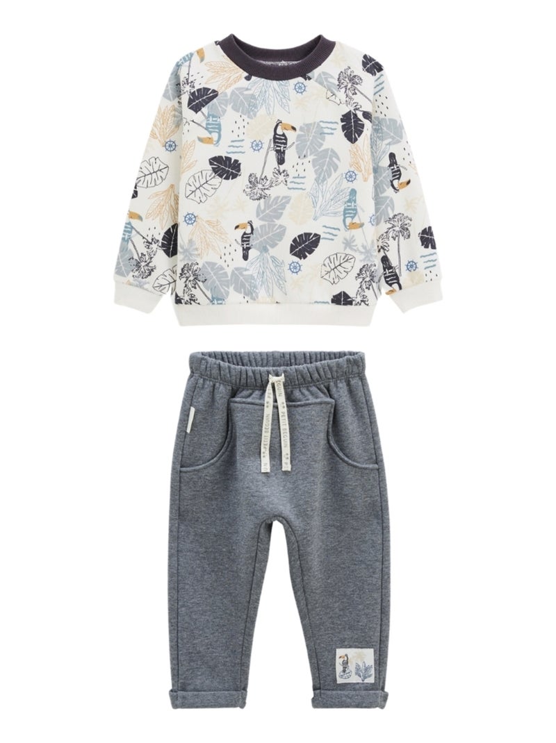Ensemble bébé en molleton sweat-shirt et pantalon Touctouc Gris Gris - Kiabi