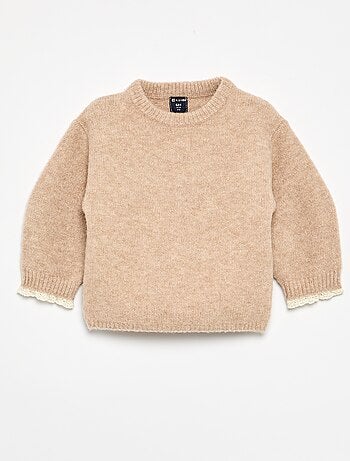 Ensemble bébé fille 2 pièces - pull + foulard avec détails en macramé