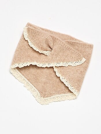 Ensemble bébé fille 2 pièces - pull + foulard avec détails en macramé