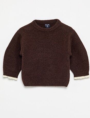 Ensemble bébé fille 2 pièces - pull + foulard avec détails en macramé