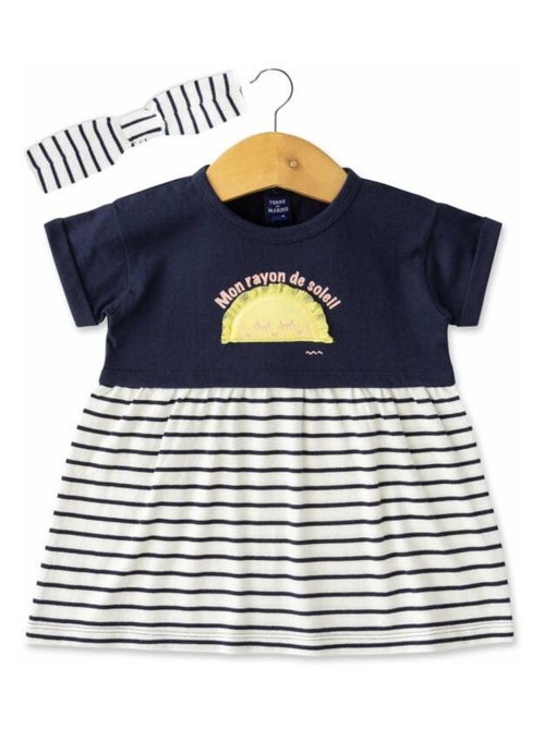 Ensemble Bébé Fille tunique marinière + legging rose - Kiabi