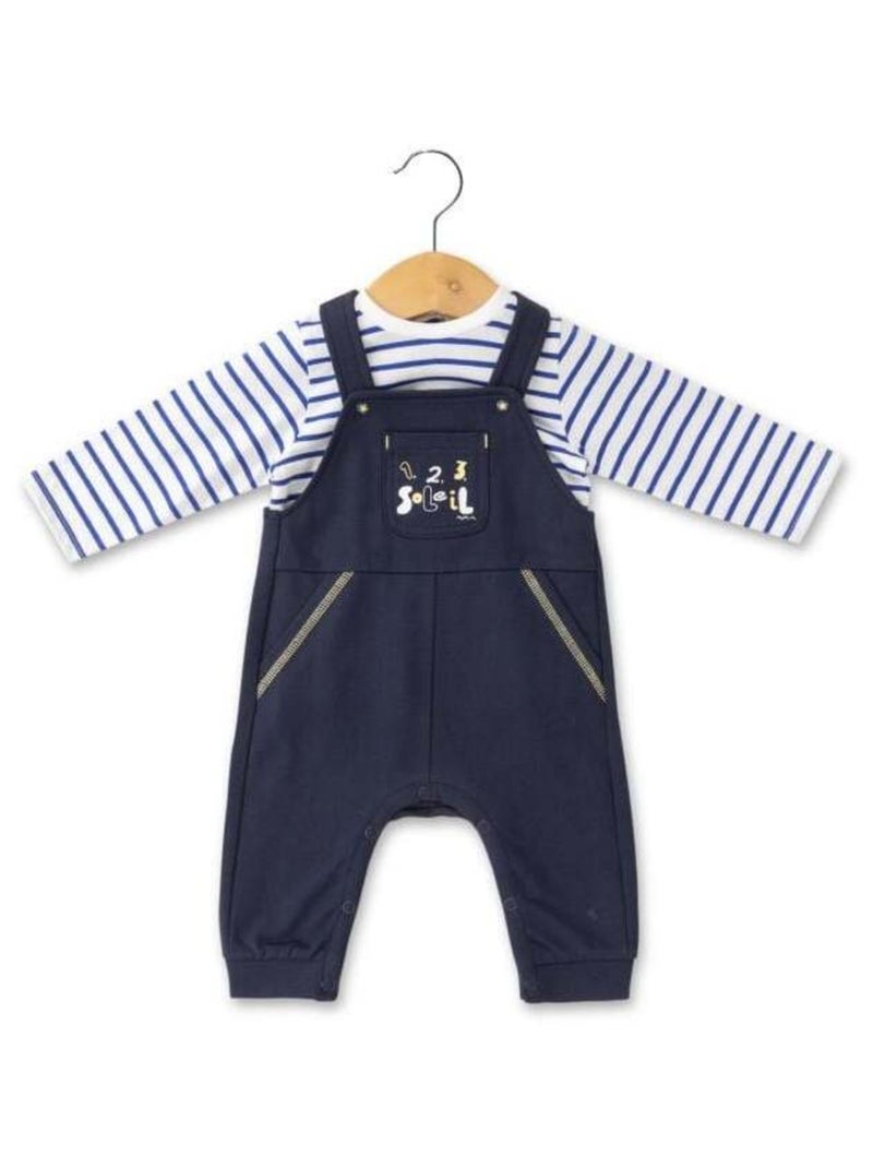 Ensemble Bébé Garçon salopette bleu marine + marinière Bleu - Kiabi