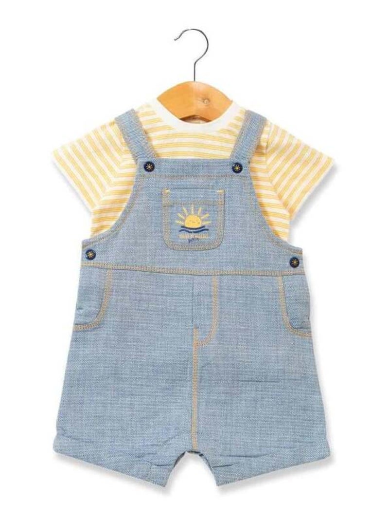 Ensemble Bébé Garçon salopette jean + t-shirt Bleu - Kiabi