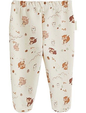Ensemble bébé gilet croisé et pantalon avec pieds en molleton caramel
