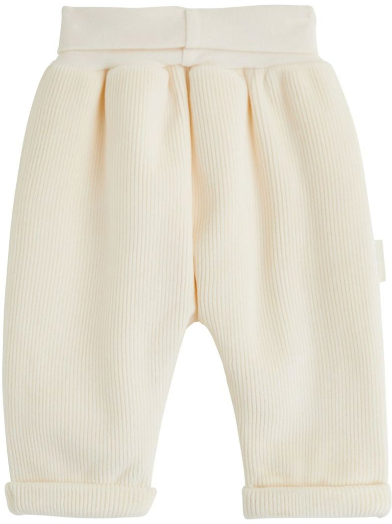 Ensemble bébé gilet croisé et pantalon en velours flocon Ecru - Kiabi
