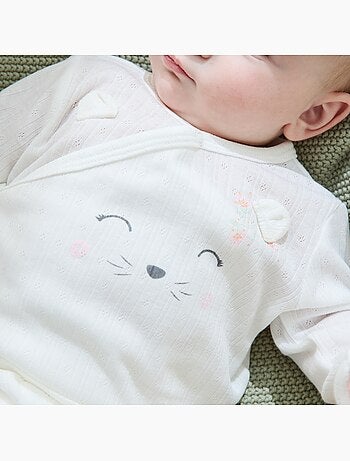 Ensemble bébé gilet et pantalon à pied en pointelle Badian