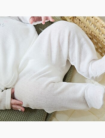 Ensemble bébé gilet et pantalon à pied en pointelle Badian