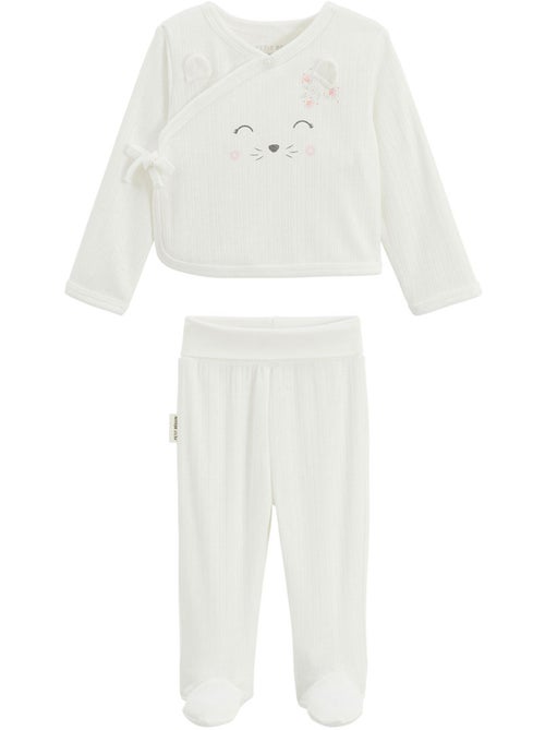Ensemble bébé gilet et pantalon à pied en pointelle Badian - Kiabi