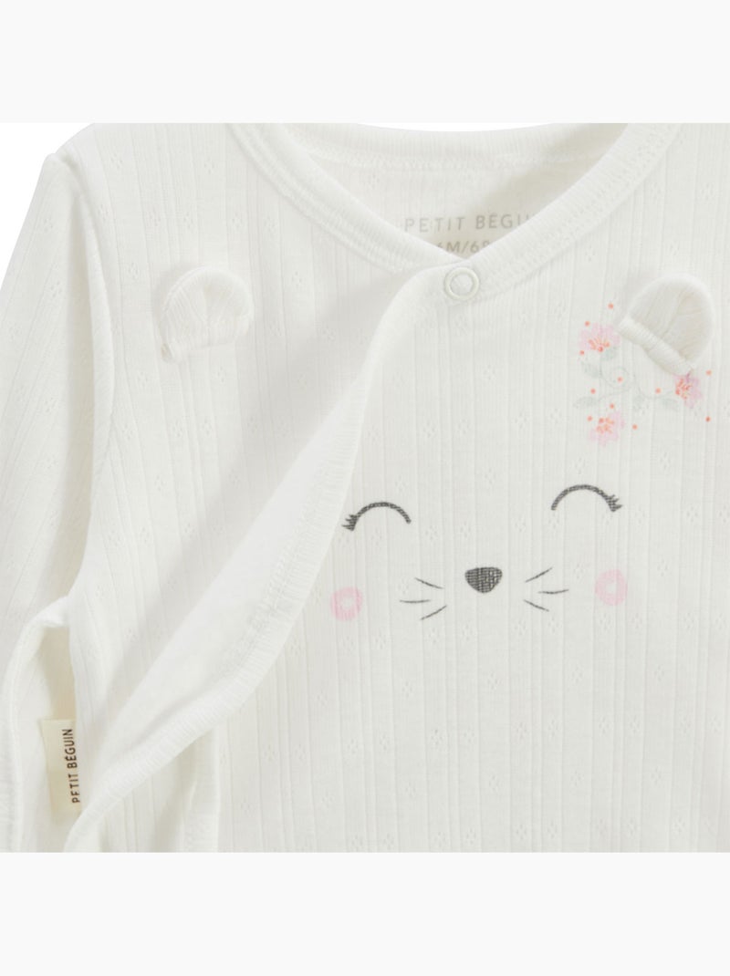 Ensemble bébé gilet et pantalon à pied en pointelle Badian Ecru - Kiabi