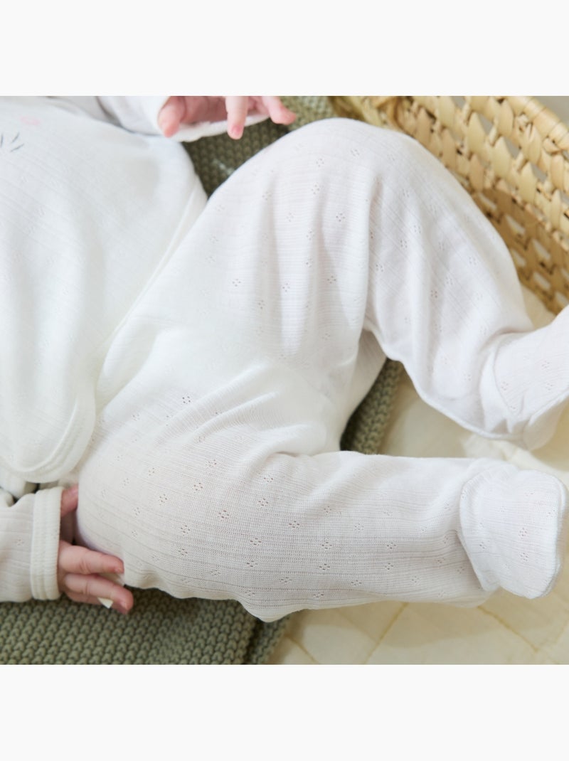 Ensemble bébé gilet et pantalon à pied en pointelle Badian Ecru - Kiabi