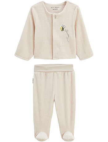 Ensemble bébé gilet et pantalon à pied en velours Eden