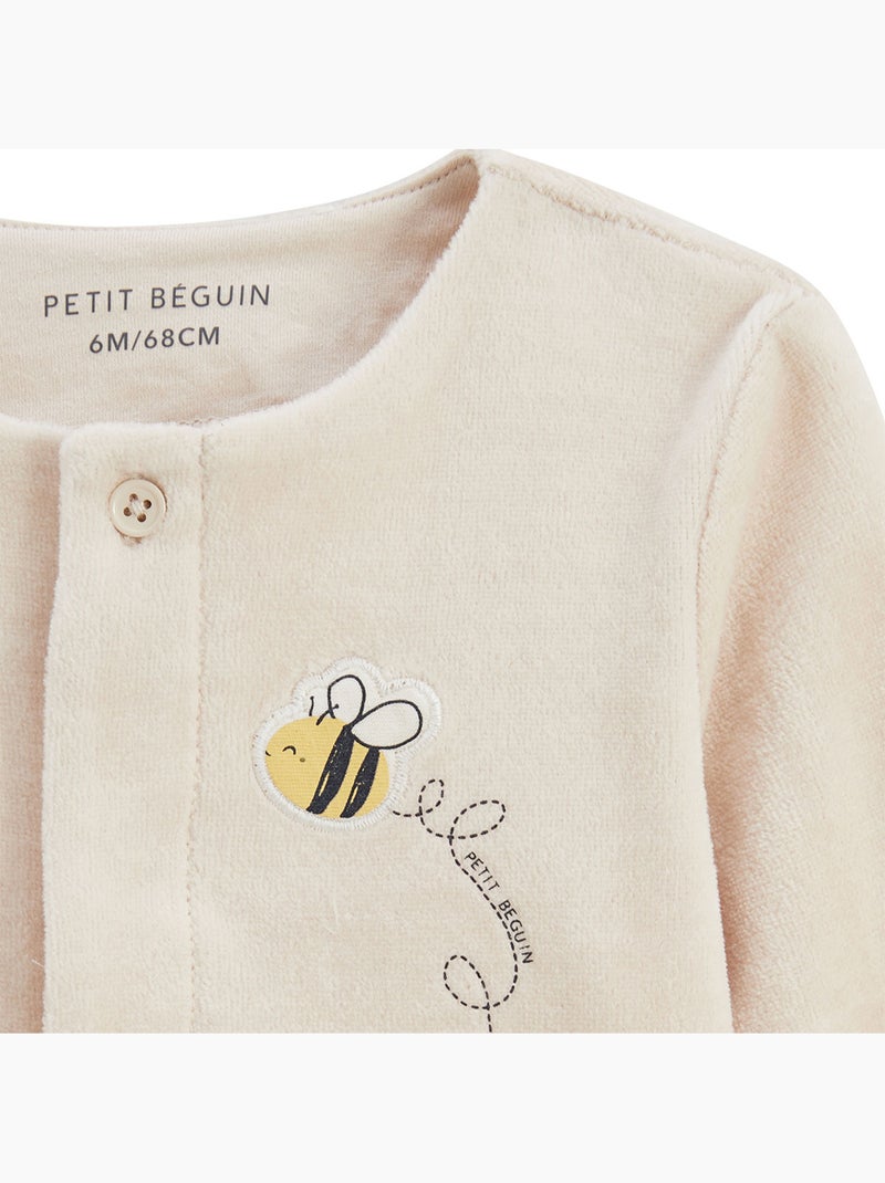 Ensemble bébé gilet et pantalon à pied en velours Eden Beige - Kiabi