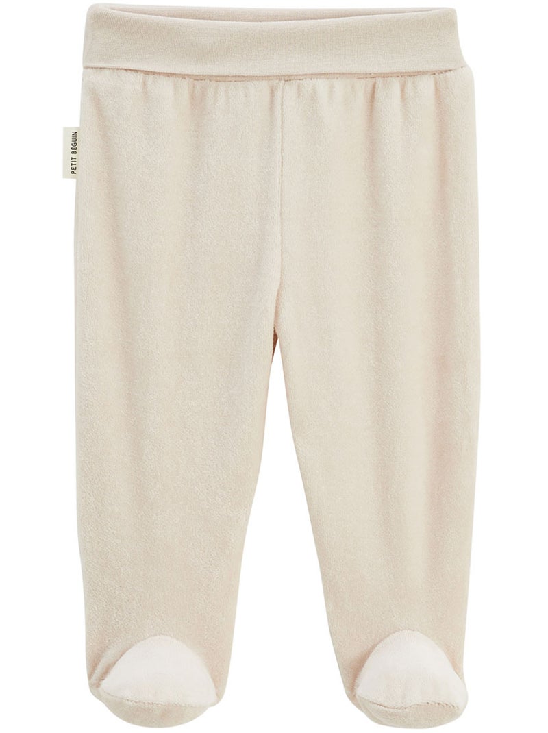 Ensemble bébé gilet et pantalon à pied en velours Eden Beige - Kiabi
