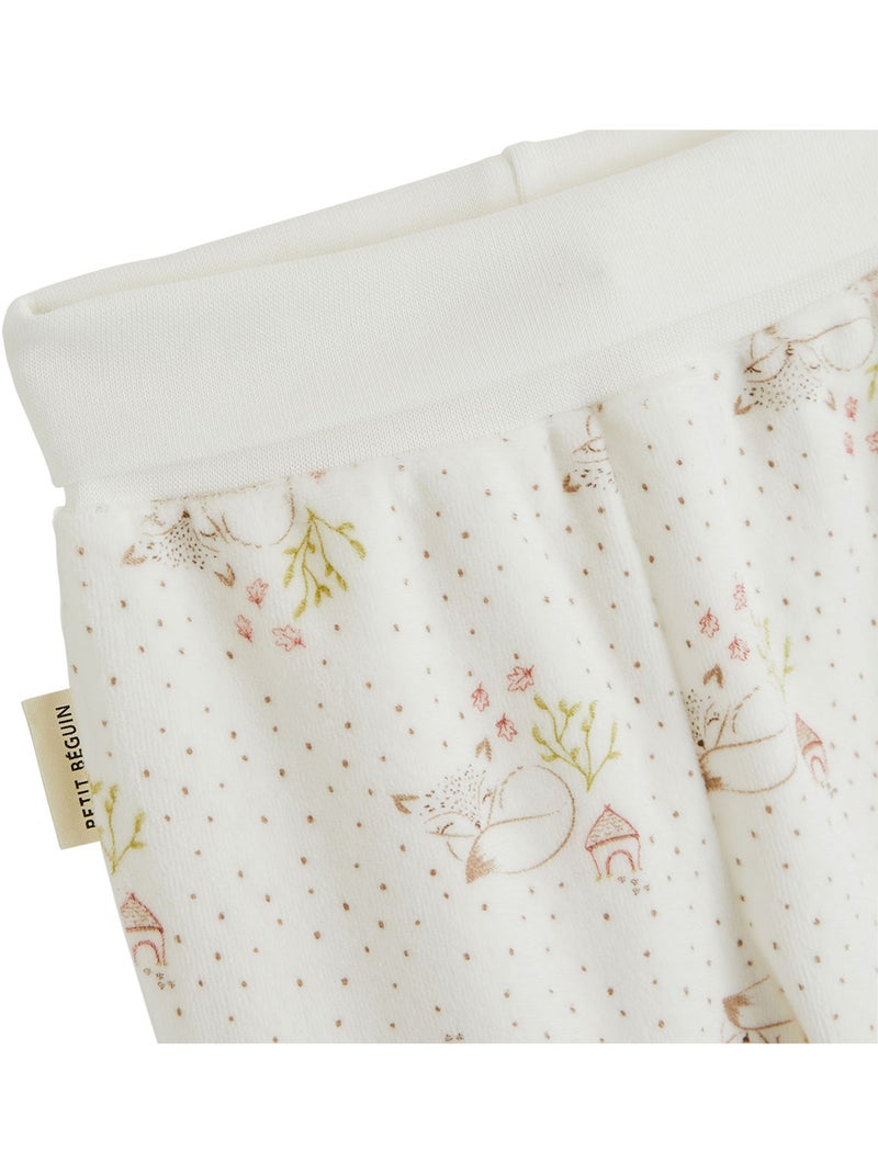 Ensemble bébé gilet et pantalon avec pieds en velours Doucette Ecru - Kiabi
