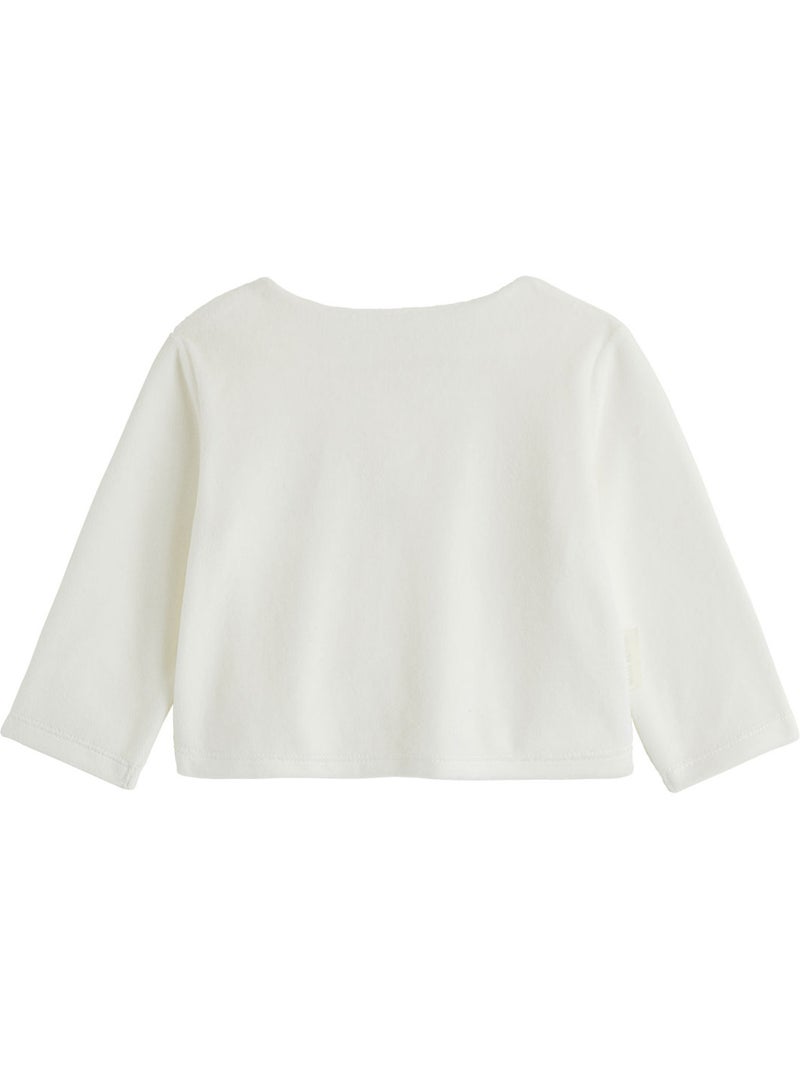 Ensemble bébé gilet et pantalon avec pieds en velours Doucette Ecru - Kiabi