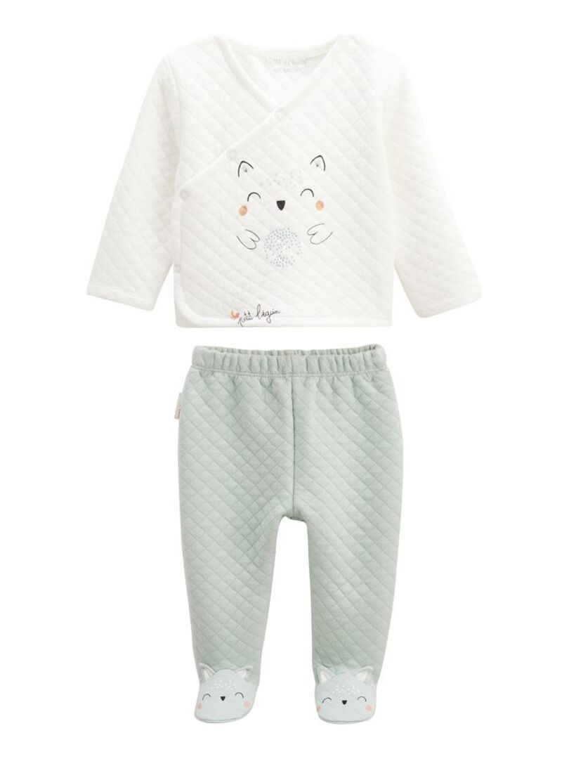 Ensemble bebe gilet et pantalon en coton matelasse Kimi