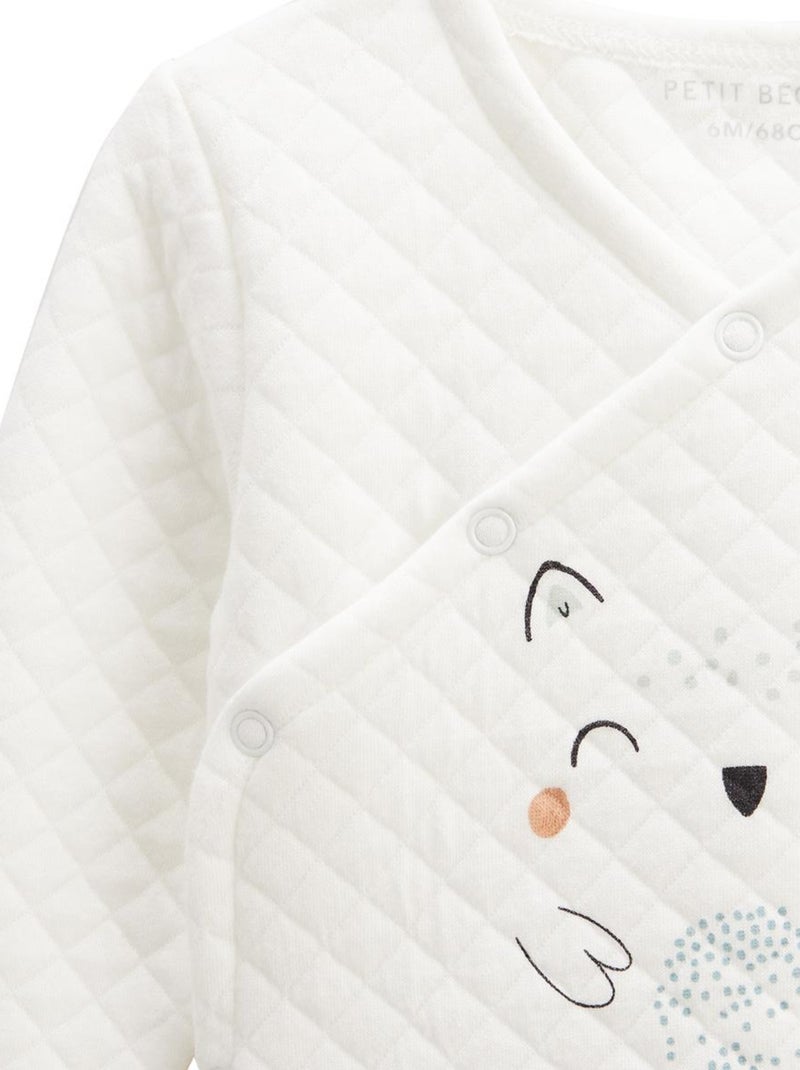 Ensemble bébé gilet et pantalon en coton matelassé Kimi Ecru - Kiabi
