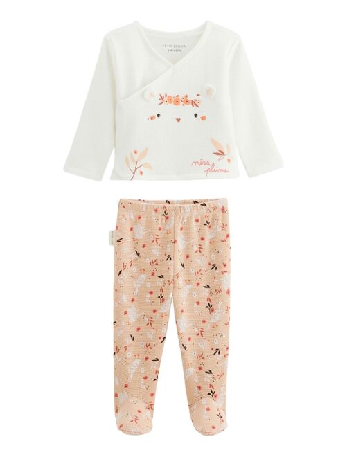 Ensemble bébé gilet et pantalon en coton nid d'abeille Miss Plume - Kiabi