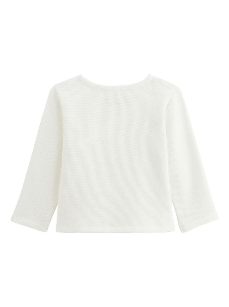 Ensemble bébé gilet et pantalon en coton nid d'abeille Miss Plume Ecru - Kiabi