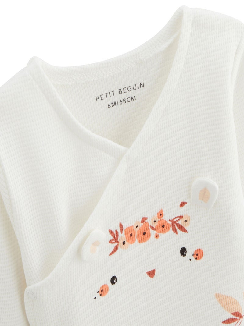Ensemble bébé gilet et pantalon en coton nid d'abeille Miss Plume Ecru - Kiabi