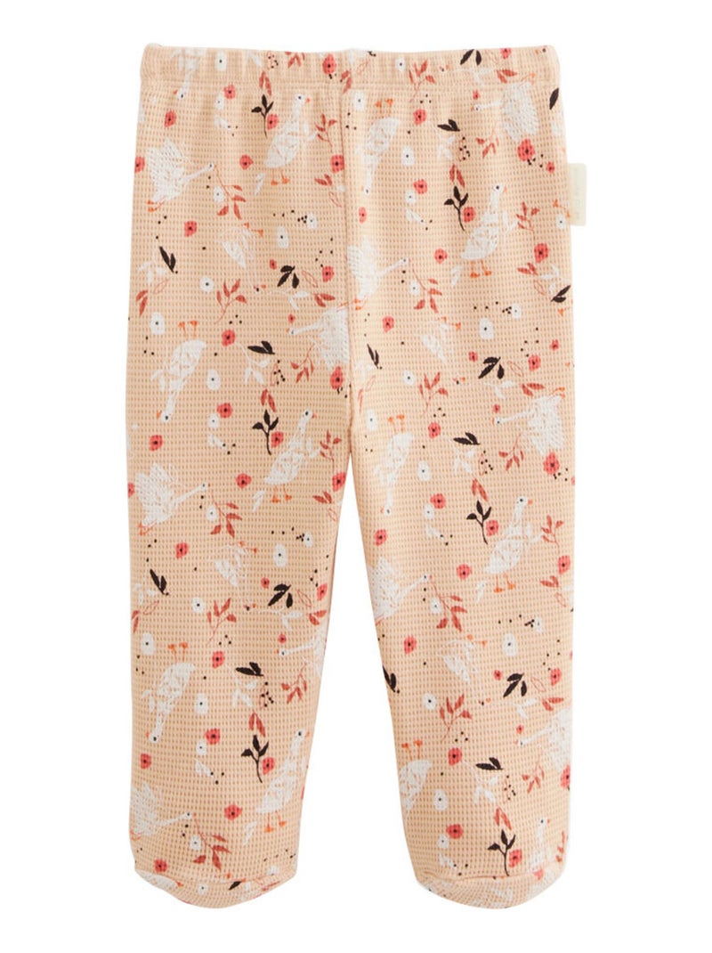 Ensemble bébé gilet et pantalon en coton nid d'abeille Miss Plume Ecru - Kiabi