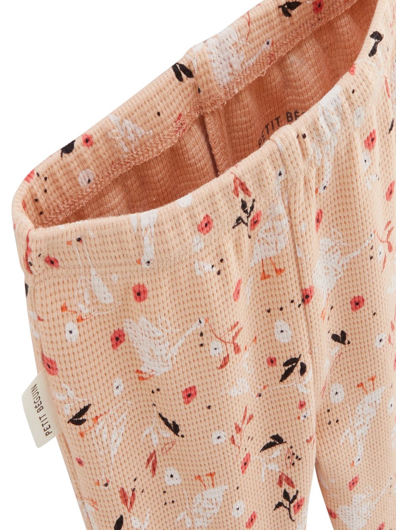 Ensemble bébé gilet et pantalon en coton nid d'abeille Miss Plume Ecru - Kiabi