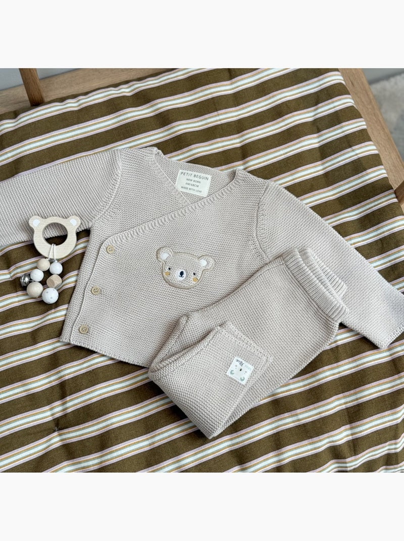 Ensemble bébé gilet et pantalon en tricot Mini Rêve Beige - Kiabi