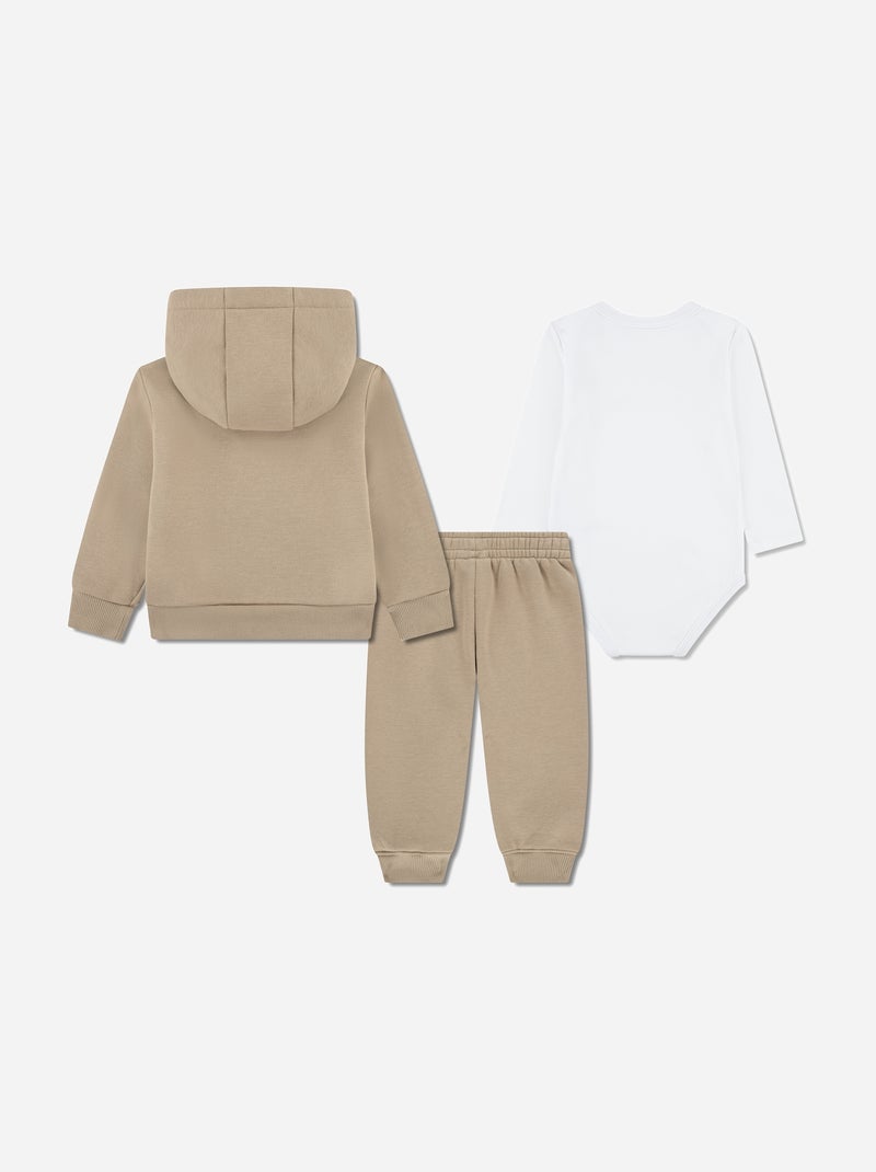 Ensemble Bébé Lacoste 3 pièces body gilet à capuche et bas Beige/Blanc - Kiabi