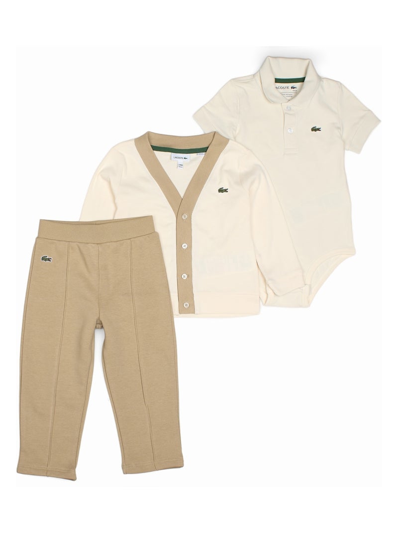 Ensemble Bébé Lacoste pièces gilet polo et bas Beige Bébé