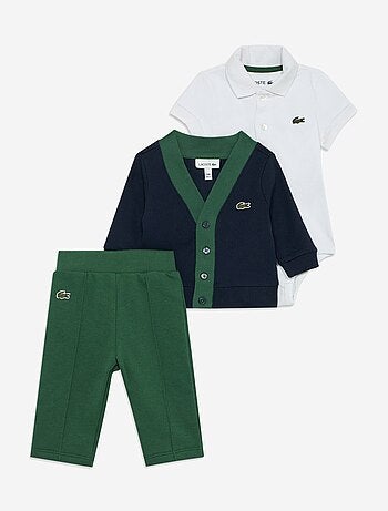 Ensemble Bébé Lacoste 3 pièces gilet polo et bas