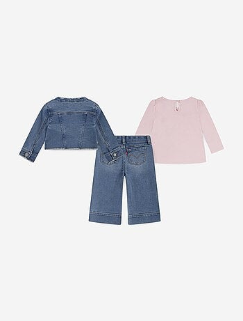 Ensemble Bébé Levi's Kids bébé fille 3 pièces pull gilet et bas en jean