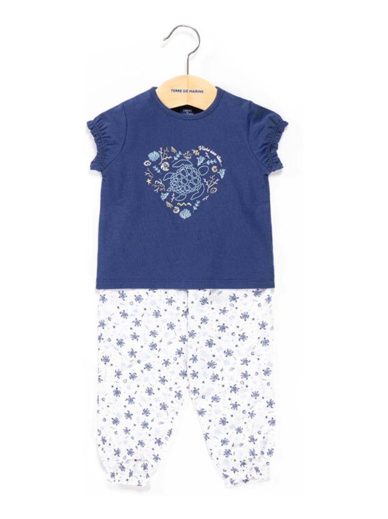 Ensemble Bébé pantalon imprimé + t-shirt imprimé bleu Bleu - Kiabi
