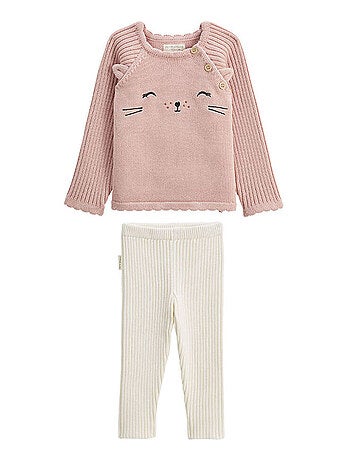 Ensemble bébé pull et legging en tricot Swan
