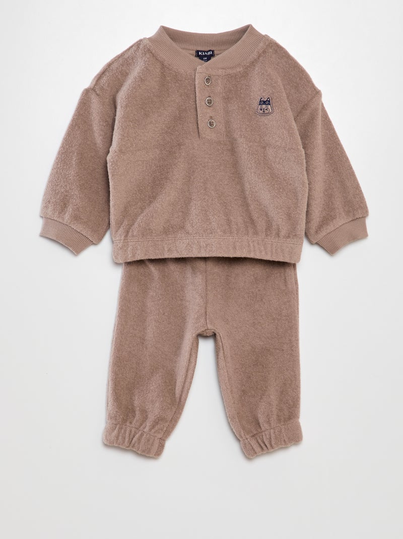 Ensemble bébé pull + pantalon en polaire - 2 pièces Beige - Kiabi