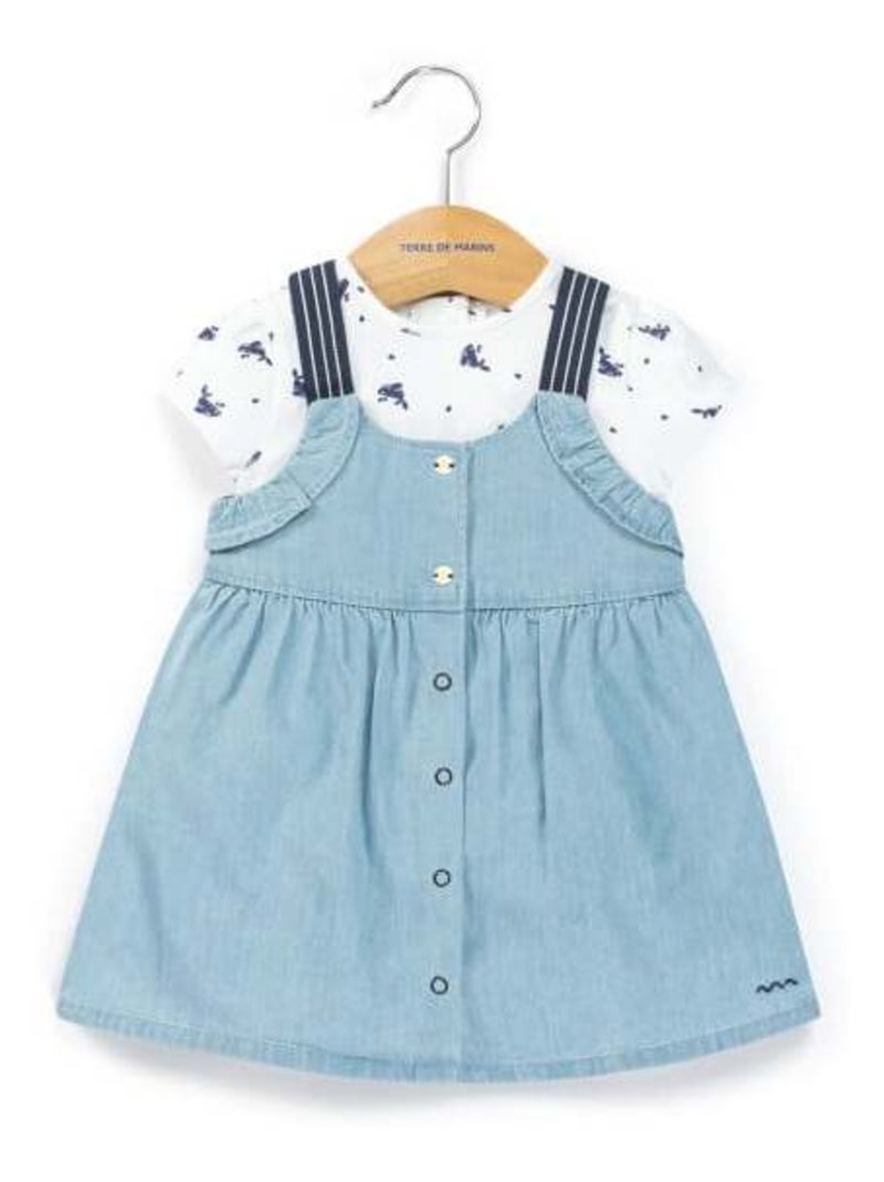 Ensemble Bébé robe en jean + t-shirt Bleu - Kiabi