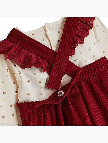 Ensemble bébé robe en velours côtelé et t-shirt grace