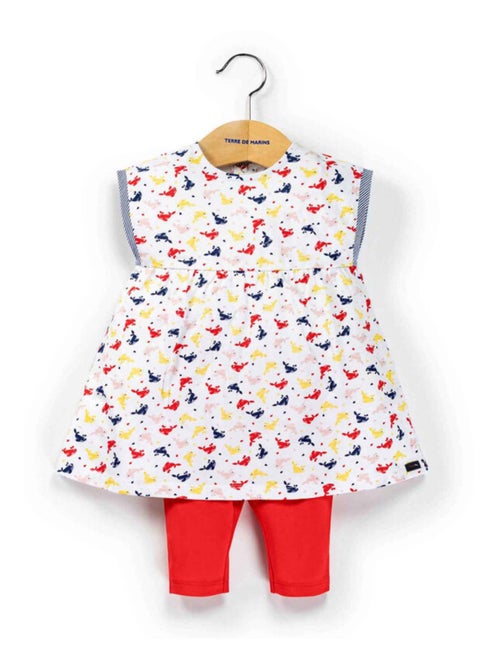 Ensemble Bébé robe imprimée + legging rouge - Kiabi